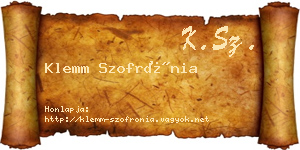 Klemm Szofrónia névjegykártya